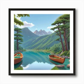 Two Boats On A Lake 1 Art Print