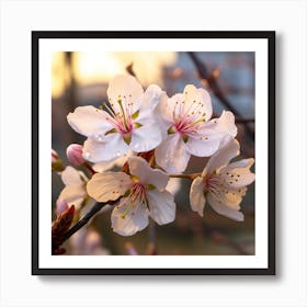 Cherry Blossoms At Sunset Art Print