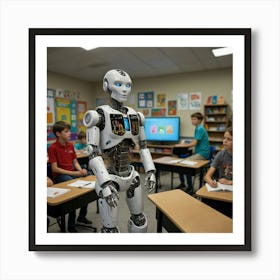 Robot In Classroom 7 Art Print