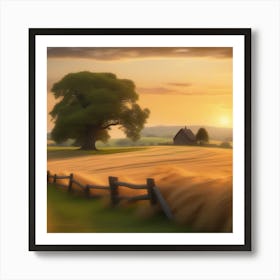 Sunset In The Field Art Print