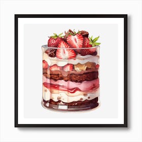 Strawberry Cake In A Glass 1 Art Print