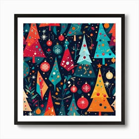 Christmas Tree Seamless Pattern 5 Art Print