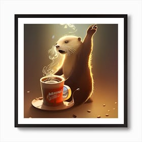 Otter Cafe - One More Latte, Please! Art Print