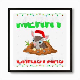 Matching Outfits For Holiday Party Armadillo Merry Christmas Art Print