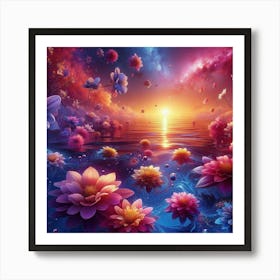 Colorful Flowers In The Water Art Print