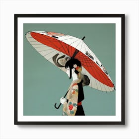 Japanese woman with umbrella 2 Art Print