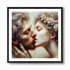 Kissing Couple Art Print