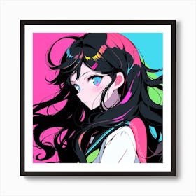 Anime Girl With Long Hair Art Print