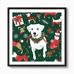 CHRISTMAS DOG PARTY Art Print
