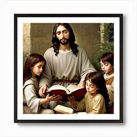 Jesus and the little children  Art Print