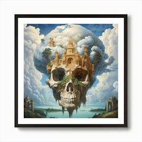 Skull In The Clouds Art Print
