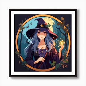Dreamshaper V7 Beautiful Witch In A Mirror Anime Art Sticker D 3 Art Print