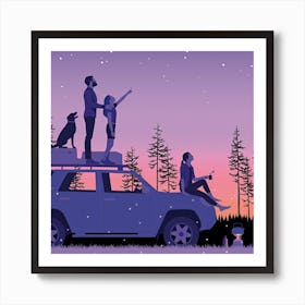 Summer Family Trip Square Art Print