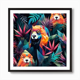 Colorful Animals In The Jungle Art Print