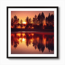 Sunset On A Lake 1 Art Print