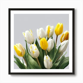 Yellow And White Tulips Art Print