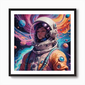 A Portrait Of A Person In An Psychedelic Space Art Print