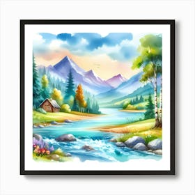 Watercolor Landscape 1 Art Print