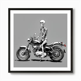 Skeleton On A Motorcycle 1 Art Print