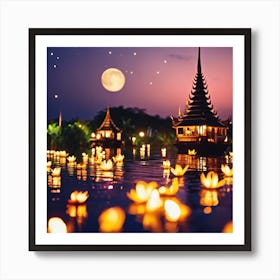 Thailand At Night Art Print