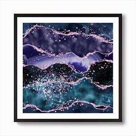 Ocean Glitter Agate Texture 05 Art Print