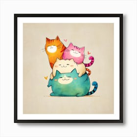 Kawaii Cats Art Print