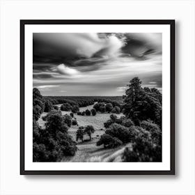 Black And White Rural Landscape Art Print