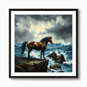 Horse On The Rocks 1 Art Print