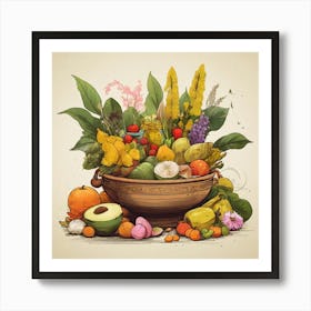 Sketch Of Kerala Festival With Vishu Kani Vishu 0 Art Print