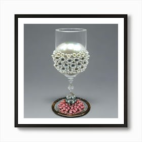 Wine Glass With Pearls Art Print