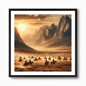 Horses In The Desert Art Print