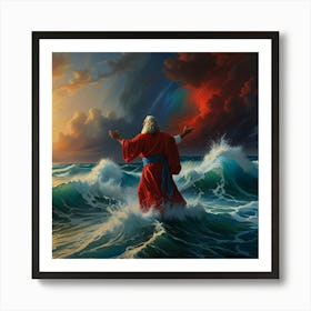 Jesus In The Waves 1 Art Print