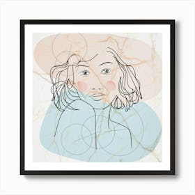 Marble Girl line art Portrait Of A Woman Art Print