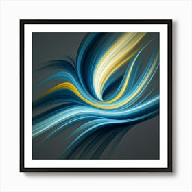 Abstract Blue And Yellow Wave Art Print