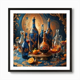 Blue Glass Bottles Art Print