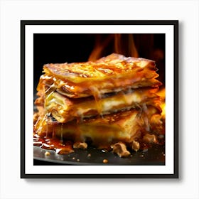 Pizza On Fire Art Print