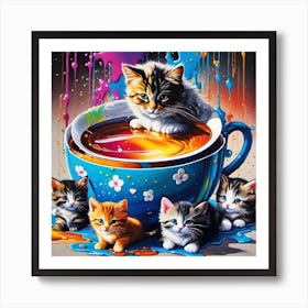 Kittens In A Cup Art Print