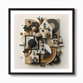 Bauhaus style rectangles and circles in black and white 5 Art Print