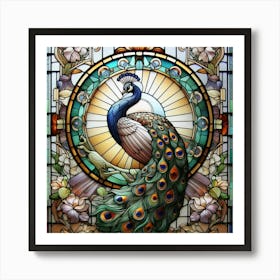 Peacock Stained Glass 7 Art Print