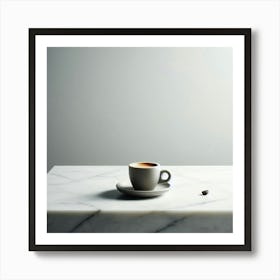 Coffee Cup On A Marble Table 1 Art Print