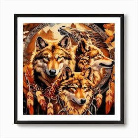 Three Wolves With Feathers-Drucke 28.12.2024-Da1a25 Art Print