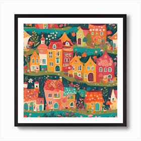 Colorful Houses In A Village Art Print