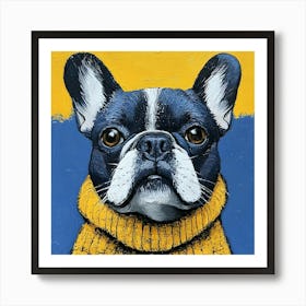 Frenchie In Yellow And Blue 7 Art Print