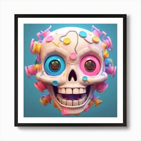 Skull With Colorful Hair 1 Art Print