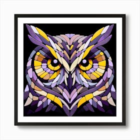 Stained Glass Owl mosaic art Art Print