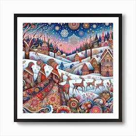 Christmas In The Village Art Print