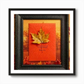 An Autumnal Scene Captured In Ultra Realistic Detail Showcases A Leaf Of Vibrant Orange Hue Profoun (1) 1 Art Print