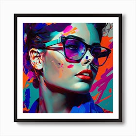 Oversized Sunglasses Fine Art Style Portrait Art Print