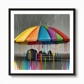 Rainbow Umbrella Art Print