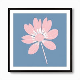 A White And Pink Flower In Minimalist Style Square Composition 440 Poster